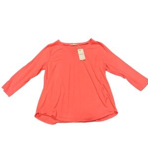 Poetsky Casual V Neck Long Sleeve Tunic Top Coral Pink‎ Women’s XL